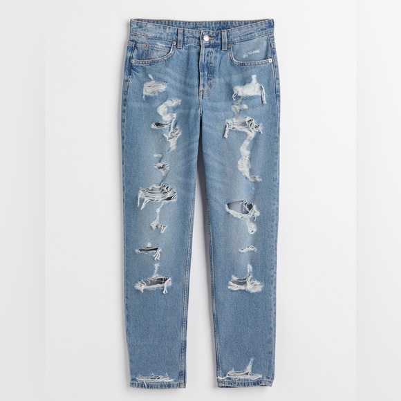 H&M Denim - H&M Blue Distressed Boyfriend Jeans